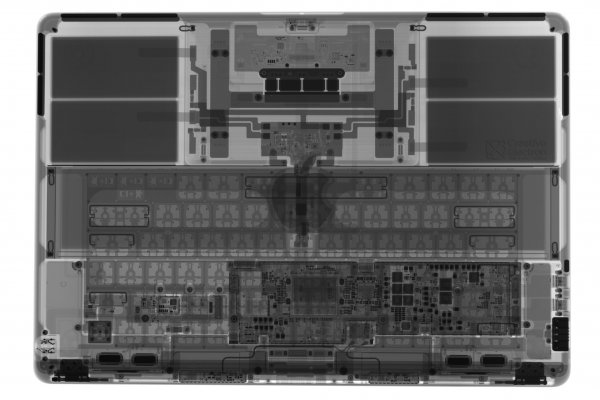 X-ray internals created by Creative Electron showing the internals of the 15" M2 MacBook Air from 2023